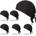 Geyoga 6 Pieces Do Rags Sweat Wicking Beanie Cap Skull Cap Sweat Quick Drying Hat Motorcycle Head Wrap for Men and Women (Black)