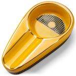 CIGARLOONG Cigar Ashtray Single Classic Ceramic Ashtray Use Outdoor or Indoors(Color:Yellow)