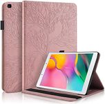 CXTCASE Samsung Galaxy Tab A 8.0 2019 (SM-T290/T295) Case Embossed Tree PU Leather Case Wallet Flip Cover Stand Function Tablet Case for Samsung Galaxy Tab A 8.0 2019 (SM-T290/T295) - Rose Gold