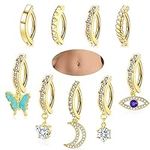 ZNBOH 9Pcs 14G Belly Button Ring fo