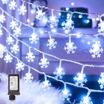 Christmas Snowflake String Lights, 43 FT 100 LED Christmas Lights, 8 Modes Timer, Plug in Fairy Light, Waterproof Connectable for Indoor Outdoor Wedding Party Xmas Decor