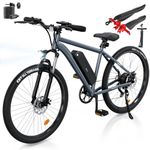 Finbike Electric Bike for Adults,26" Ebike 250W Motor Electric Bicycle with 36V 10.4Ah Removable Battery,100KM Range,7 Speed,Fast Charging, 5 Speed Modes,Dual Disk Brake Mountain Bike