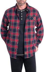 Legendary Whitetails Men's Buck Camp Flannel, Long Sleeve Plaid Button Down Casual Shirt, Corduroy Cuffs, Tartan Red Plaid, Medium