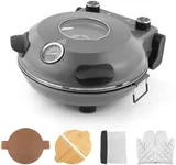 KLAIF 12" Electric Countertop Pizza Oven With Ceramic Stone, Dual Adjustable Temperature Controls, Includes 4 Pizza Tools, LMR-Gray