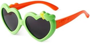 DQbhzh Kids Heart Sunglasses Kid Girls Boys Polarized Sun Glasses Fashion Heart Shaped Sunglasses for Child Green Orange Gray Shades Children Sunnies UV Shades