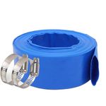 3” x 50' Blue Backwash Hose for Swimming Pools, Heavy Duty Discharge Hose Reinforced Pool Drain Hose, Draining Hoses Ideal for Water Transferring, Measure 4.71 inch Hose Diameter When Lay-Flat