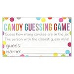 Candy Guessing Game Cards - Guess How Many in the Jar - Confetti Polka Dot Card 3.5 X 2 Inches - Pack of 50