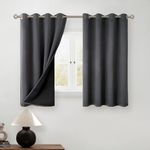 BGment Short 100% Blackout Curtains for Bedroom, Thermal Insulated Energy Efficiency Noise Reducing Grommet Curtains 54 Inch Length with Liner for Small Window 2 Panels Each 52 Inch Wide, Dark Grey