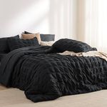 Bedsure Bed in a Bag King - King Size Comforter Set 7 Pieces Plaid Seersucker Bedding Set, Soft Lightweight Down Alternative Comforter, King Bed Set (Black Plaid, King)