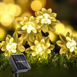 Epyz Solar Flower String Lights Outdoor Waterproof 30 LED Upgraded Flower Fairy Light for Garden Fence Patio Yard Christmas Tree Lawn Party [ Warm Yellow Light, Pack of 1 ]