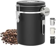 Coffee Canister,Coffee Storage Container,Airtight Stainless Steel Kitchen Food Storage Container with Date Tracker and Scoop for Coffee Beans,Coffee Powder,Sugar,Flour,Tea,Cereal,Nuts,1.8L,Black