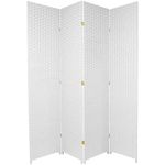 Red Lantern 7 ft. Tall Woven Fiber White-4 Panel Room Divider