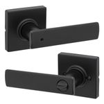 Weiser Breton Matte Black Privacy Door Handle, Bedroom/Bathroom Locking Door Handle, Keyless Door Lock with Microban Embedded Finish