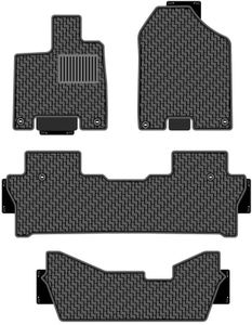 Fits 2016-2022 Honda Pilot Floor Mats Front & 2nd and 3rd Row Seat Liner Set 3D Custom Fit All-Weather Full Set Liners, Black (All Models)