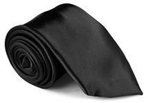 Moda Di Raza Men NeckTie With Or Without Cufflink and Handkerchief in Gift Box - Black -