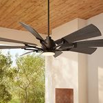 Casa Vieja 72" Windmill Industrial Rustic Indoor Outdoor Ceiling Fan with Light LED Dimmable Remote Control Imperial Bronze Gray Oak Blades Opal Glass Damp Rated Patio Exterior House Porch Gazebo