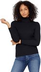 State Cashmere Women’s Ribbed Turtleneck Sweater 100% Pure Cashmere Classic Long Sleeve Pullover (Black, Medium)