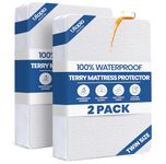 Twin Size Mattress Protector Waterproof 2 Pack, Premium 200 GSM Terry Mattress Cover, Soft & Breathable Bed Cover, Fitted Sheet Style Stretchable Deep Pockets 15" by Utopia Bedding (White)