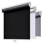 AOSKY Cordless Roller Shades Blackout Blinds for Windows Room Darkening Rolled Up Shades with Spring System, UV Protection Window Shades Door Blinds for Home and Office (45" W x 72" H, Black)