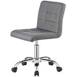 Charles Jacobs Swivel Office Chair/Stool With Adjustable Heigh and Ultra Padded Design for Comfort (Grey Fabric)