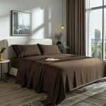 Sweet Sheets® Dark Brown Queen Bed Sheets | Soft Cooling Queen Size Bed Sheets | Deep Pocket, Wrinkle & Fade Resistant Queen Bed Sheets | Queen Fitted Sheet Flat & Pillowcases | Dark Brown Sheets