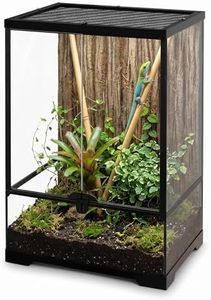 NEPTONION 10 Gallon Professional Glass Terrarium 12"x12"x18" Durable Reptile Habitat Tank with Heat Resistant Aluminum Alloy Frame, Dual Front Swinging Doors for no Jam by Sand and Other Debris