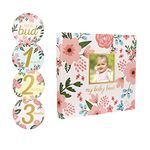 Pearhead Baby's Memory Book and Sticker Set, Floral, Babykeepsake and Picture Book, Baby Photo Album Picture Book, Baby Milestone Book, Baby Gift Ideas