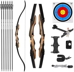 Motion Zeus Wooden Takedown Recurve Bow for Adult & Youth Beginner，62" Recurve Bow and Arrow Set for Outdoor Training Practice，Hunting Bow Set Right/Left Hand（20-55LBs） (30LB, Right Hand)