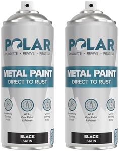 Polar Satin Black Direct to Rust Spray Paint - 2 x 13.5fl oz - Protect and Stop Rust & Corrosion - Primer, Undercoat, Topcoat - Quick Dry Formula - Ideal for Metal, Wood, Plastic and Ceramic Surfaces