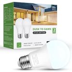 ALEXPEX Dusk to Dawn Light Bulbs, 100W Equivalent Outdoor Light Bulbs, 5000K Daylight White, A19 E26 Light Sensor LED Bulb Automatic On Off Photocell for Indoor, Porch Front Door Entry Garden, 2 Pack