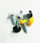 Auto Car Licence Plate Oversized Screws w/ Covers, 2x White, 2x Black, 2x Yellow