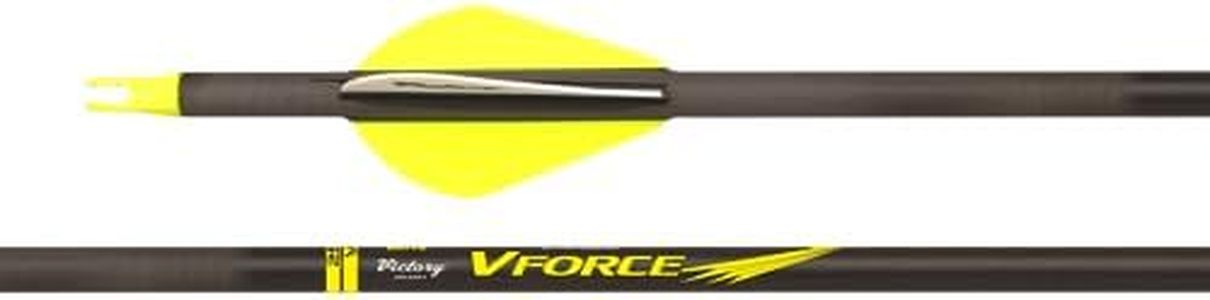 Victory Archery VForce 0.245" Standard Diameter Hunting Arrow (Spine: 350, 6 Pack Vane Fletched, Straightness ± 0.001 - Elite - Yellow)