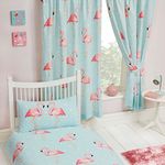 Price Right Home Fifi Flamingo Polka Dot Pink/Blue Kids Bedroom Range - Fitted Sheet Sets and Curtains Available (54" Curtains)