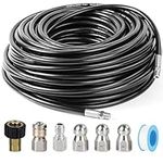Twinkle Star Sewer Jetter Kit for Pressure Washer 150FT Hose, 1/4 Inch NPT, 5800 PSI Drain Cleaning Hose, Button Nose & Rotating Sewer Jetting Nozzle, Orifice 4.0, 4.5, 5.5