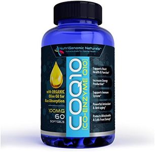 CoQ10, Co-Enzyme Q10, Highest Absorption with Organic Olive Oil, 100mg, 60 Softgels, Ubiquinone, Ubiquinol, Supports Heart Health, Increases Energy, Pure, Natural, Effective, NutriGenomic Naturals™