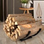 Curved Firewood Rack Firewood Holder: Heavy Duty Curved Wood Rack Outdoor - Fireplace Black Wood Log Storage Rack 22Inch