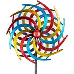 MUMTOP Wind Spinners Willow Leaves, 16 Inch Colorful Kinetic Sculpture Metal Windmill with Stake for Garden Yard Lawn Outdoor Decor