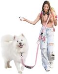 Hands Free Dog Leash, 8.2ft Multifunctional Crossbody Rope with Explosion-Proof Handle and Adjustable Training Hands Free Leash for Small, Medium & Large Dogs Walking, Jogging and Running(Pink)