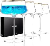 JEKOSEN NEW Crystal Martini Cocktail Glasses With Gold Rim 18 Ounce Set of 4 Gift Box Premium Strong Lead-Free Clear