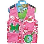 Explorer Kids Cargo Vest for Fishing, Troops, Boating, Outdoor Play, or Safari Costume. Pink Camouflage Print with Four Pockets, Fits Most Girls Ages 5-8