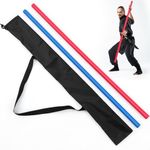 ShinyRelief 2 Pcs 3.94 ft Foam Padded Sticks Martial Arts Foam Training Stick, Foam Padded Practice Bar with Carrying Bag for Safe Practice Training Martial Arts and Karate, Red and Blue