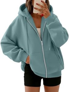 Trendy Queen Womens Zip Up Hoodies Oversized Sweatshirts Fall Fashion Outfits Sweaters Casual Jackets 2024 Winter Clothes Lake S