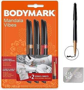 BIC BodyMark VIBES - Marcadores para Tatuajes Temporales, negro, calidad cosmética para usar sobre la piel - Pack de 3 Colores Variados y 2 Láminas de Plantillas para Decorar con Diseños