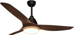 GLITI Ceiling Fan with Lighting and Remote Control, Lamp with Fan Flat 52 Inches AC, Quiet 3 Blades Ceiling Fan with Lights Led 24W for Bedroom Living Room (Black)