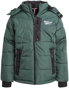 Reebok Boys' Winter Jacket - Heavyweight Quilted Puffer Parka Coat - Insulated Ski Jacket for Boys (8-20), Size 1012, Hunter