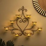 Homesake® 8-Votive Chic Golden Iron Wall Sconce Candle Holder, Candle Tealight Holder,Wall Art (Yellow)