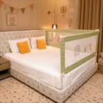 Kids Station 2 Side Basic Bed Rail Guard (6.6ft x 6ft / 200cm x 180cm), Bed Railing for Baby Safety, Kids Toddler Bed Protector Side Walls, Adjustable Height, Portable & Foldable (Green)