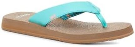 Sanuk Women's Yoga Mat Vintage Floral Flip-Flop, Aqua Splash, 7 US