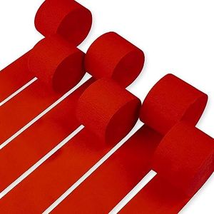 PartyWoo Crepe Paper Streamers 6 Rolls 492ft, Pack of Crepe Paper Red Streamers Party Decorations, Crepe Paper for Birthday Decorations, Party Decorations, Wedding Decorations (1.8 in x 82 Ft/Roll)