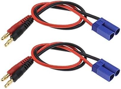 VGOL 2Pcs EC5 Plug to 4mm Banana Charger Cable, Fit for RC Lipo Battery Charging - 12Inch(14AWG)